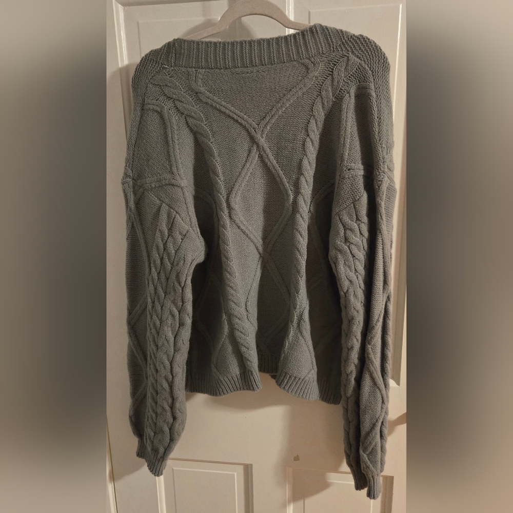 Taylor Swift The Tortured Poets Department Gray Cable Knit Cardigan Sweater - Picture 2 of 5